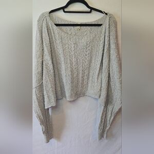 Intimately Free People Gray Slouchy Lightweight Off Shoulder Knit Sweater Size S